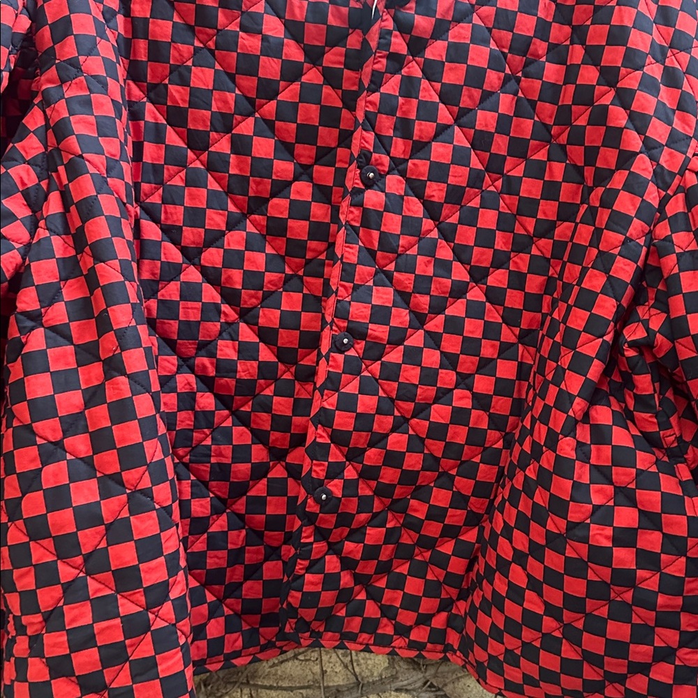 Clare V Red and Black Check Puff Sleeve Jacket *runs large* - Picture 5 of 6
